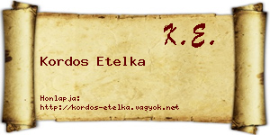 Kordos Etelka névjegykártya